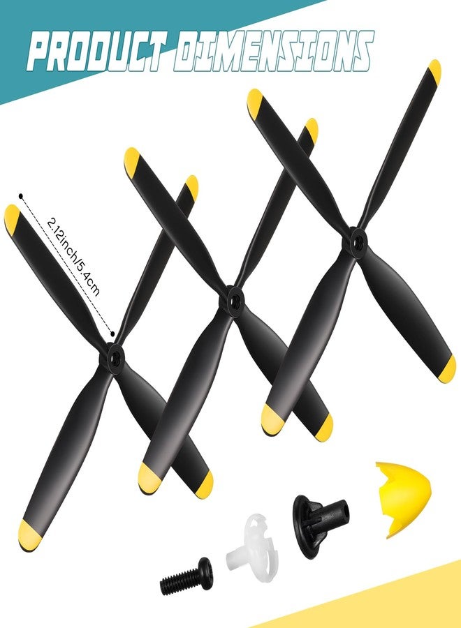 Hollowfly 3 Sets Spare Rc Plane Propellers Compatible with Mustang 500mm P51 Rc Plane 4 Channel Remote Control Airplane P51 with Propeller Savers Adapter, Yellow Nose - Image 3